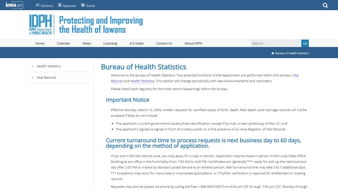 Bureau of Health Statistics - Home - Iowa Department of Public Health