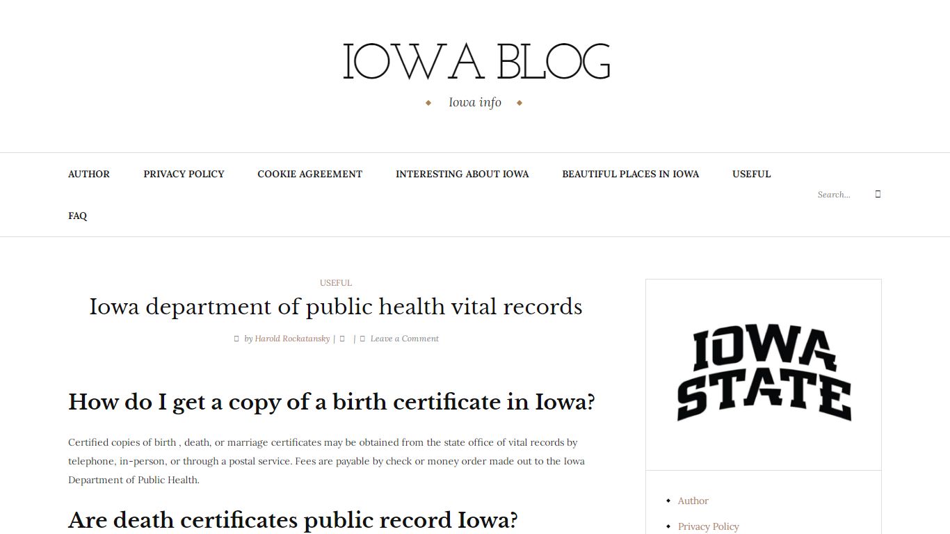 Iowa department of public health vital records